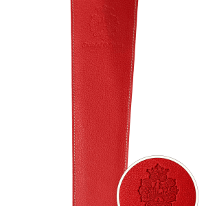 Funda roja para abanico con el escudo de la Sociedad Bilbaína